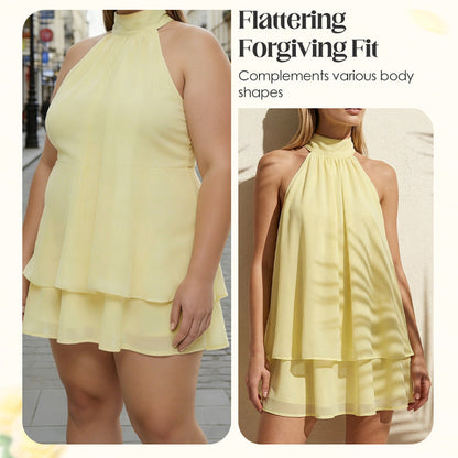 🔥LAST DAY SALE 49% OFF🔥Lumiére™ Women’s Halter Neck Mini Dress – Slim-Fit, Sleeveless & Tie-Back ✨ | Elegant Summer Dress