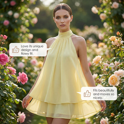 🔥LAST DAY SALE 49% OFF🔥Lumiére™ Women’s Halter Neck Mini Dress – Slim-Fit, Sleeveless & Tie-Back ✨ | Elegant Summer Dress